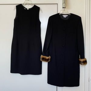 Coat dress set with fur cuff sleeves on coat, size 6, like new